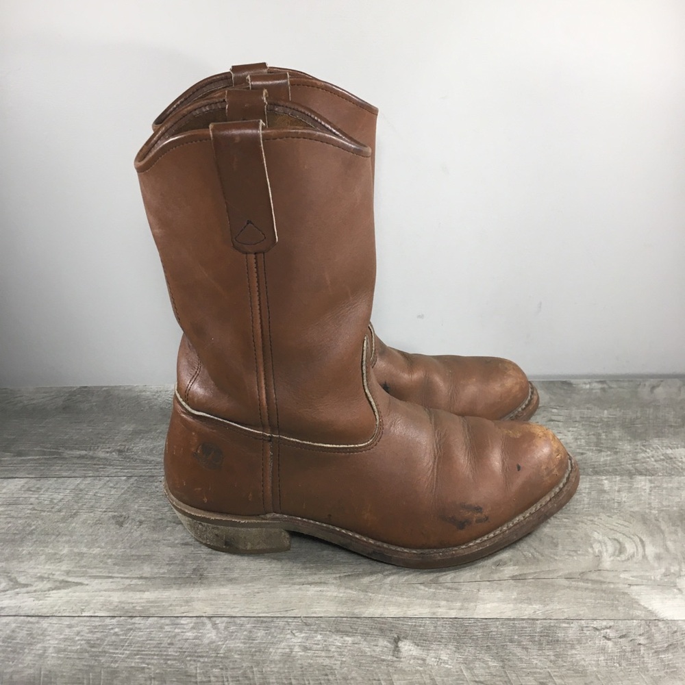 Vintage Work N Sport Roper Steel Toe Leather Work Biker Men Motorcycle Boots 9.5